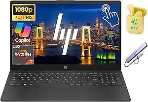 Hp Touchscreen 15.6" Fhd Business Laptop Computer, 8-Core Amd Ryzen 7 Processor, Windows 11 Laptop 16gb Ram 512gb Storage (256gb Ssd+256gb Docking Set), Ai Copilot Ready, Nly Earphones, Black