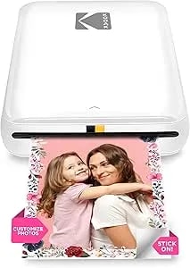 Kodak Step Instant Smartphone Photo Printer, Portable Mini Color Wireless Mobile Printer, Zink 2x3” (5.1x7.5 Cm) Sticky-Back Photos, Bluetooth Compatible With Ios & Android Devices, Editing App, White