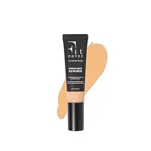 Fitcover Sweat-Proof Liquid Foundation - Long-Lasting, Buildable, Matte Finish, Spf 15+, Mineral-Infused, Non-Comedogenic, Lightweight, 24-Hour Coverage, Vegan Make Up (Toned)