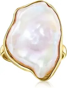 Ross-Simons 20-22mm Cultured Keshi Pearl Ring In 18kt Gold Over Sterling. Size 8