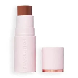Revolution Beauty London, Skin Silk Bronzer Stick, Buildable Color For Cheek, Eye, & Lip, Cream-To-Powder Formula, Vegan & Cruelty-Free, Tan Carmel, 0.15 Oz