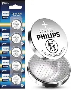 Philips cr2032 3v Lithium Cell Battery 5 Pack, 10 Year Shelf Life - Long-Lasting 12v Lithium Power For Watches, Calculators, Medical Devices, And Other Electronics.