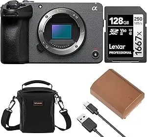 Sony fx30 Super 35 Cinema Line Camera Bundle With Spare Battery, 128gb v60 Uhs-Ii Sd Card, Shoulder Bag