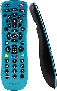 Philips Universal Remote Control Replacement For Samsung, Vizio, Lg, Sony, Sharp, Roku, Apple Tv, Rca, Panasonic, Smart Tvs, Streaming Players, Blu-Ray, Dvd, Simple Setup, 3 Device, Blue, srp3249b/27