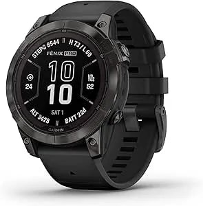 Garmin FēNix 7 Pro Sapphire Solar, Multisport GPS Smartwatch, Built-In Flashlight, Solar Charging Capability, Black