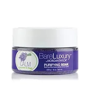 Morgan Taylor Bareluxury Calm Lavender & Sage Soak Jar, 8 Oz – Relaxing Pedi/Mani Soak With Lavender & Sage Extracts For Soothing, Stress-Relieving Skin Care.