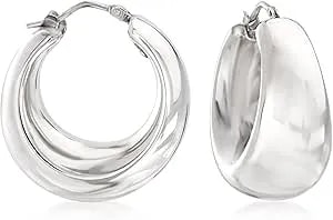 Ross-Simons Italian Sterling Silver Graduated Hoop Earrings