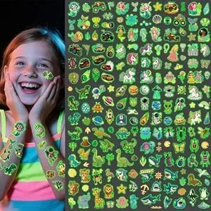 181pcs 30 Sheets Luminous Temporary Tattoos For Kids, Glitter Glow In The Dark Tattoos For Boys And Girls, Mermaid Dinosaur Truck Space Butterfly Fake Tattoo Stickers For Holiday Party Supplies Gifts​
