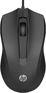 Hp Wired Mouse 100 - Precise Optical Sensor With 1600 Dpi - Easy Usb Connection - Ambidextrous Design - 3 Button Control & Built-In Scrolling - Multi-Os Compatible (6vy96aa#Abl)