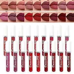 18 Colors Matte Velvety Liquid Lipstick Set, Long Lasting Lip Stain Waterproof Non-Stick Cup Liquid Lipgloss Set, High Pigmented Velvet Lip Gloss Kit