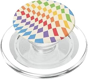 Popsockets Phone Grip – Checker Wavy Rainbow Popsockets Popgrip For Magsafe