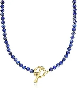 Ross-Simons Lapis Bead Toggle Necklace With London Blue Topaz In 18kt Gold Over Sterling