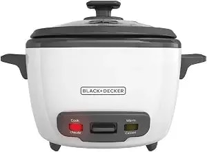 Black+Decker 16-Cup Rice Cooker, rc516, 8-Cup Uncooked Rice, Steaming Basket, Removable Non-Stick Bowl, One Touch - Makes Up To 16 Cups Cooked Rice With Automatic Keep Warm, Steamer Basket And Removable Nonstick Bowl.