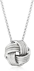 Ross-Simons Italian Sterling Silver Love Knot Pendant Necklace. 18 Inches