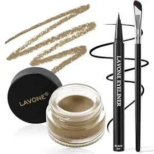 Eyeliner Kit, Waterproof Gel Eyeliner, Liquid Liner And Brush - Blonde