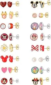 Disney Mickey, Minnie Mouse & Friends Stud Earrings Pack 16 Pairs Officially Licensed, Mother'S Day Earrings