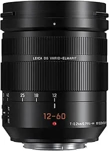 Panasonic Lumix Professional 12-60mm Camera Lens, Leica Dg Vario-Elmarit, f2.8-4.0 Asph, Dual I.S. 2.0 With Power O.I.S, Mirrorless Micro Four Thirds, H-es12060 (Black)
