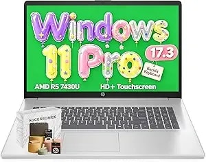 Hp 17.3" Touchscreen Business Laptop, Amd Ryzen 5 7430u, 20gb Ram, 512gb Ssd, Hd+ Anti-Glare, Wi-Fi 6, Hdmi, Win 11 Pro, Office 365 For The Web Lifetime, Backlit Keyboard, W/Laptop Bundle, Silver