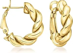 Ross-Simons Italian 18kt Gold Over Sterling Twisted Huggie Hoop Earrings