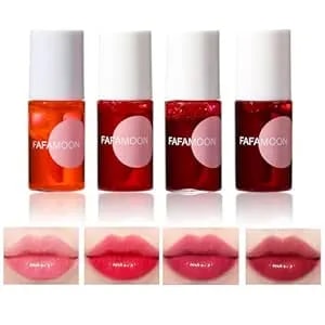Long Lasting Lip Gloss, 2024 New Moisturizing Fafamoon Lip Gloss Plumping Lip Gloss, Non Sticky Lip Tint Stain Set Waterproof, Shiny Glossy Lipgloss Transfer-Proof Liquid Lipstick (All#, 4pcs)