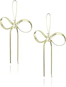 Betsey Johnson Textured Bow Drop Earrings