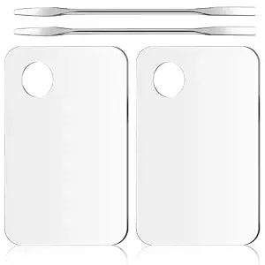 2pcs Makeup Plate For Foundation Set, Reusable Makeup Palette Tray With Stainless Steel For Foundation, Art Pigments
