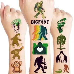 60 Pcs Bigfoot Temporary Tattoos For Kids - Funny Jungle Monster Pre-Cut Stickers For Birthday Party Favors & Rewards Gifts For Boys Girls School Prizes Carnival