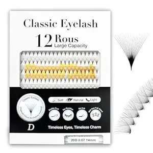 Charmo'Clock 20d Individual Eyelash Extension 0.07mm Thickness 14mm Length Dramatic Volume Lash Extension Matte Black Professional Quality For Lash Extensions Techs(20d 0.07 14mm)
