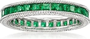 Ross-Simons 1.40 Ct. T.W. Simulated Emerald Eternity Band In Sterling Silver