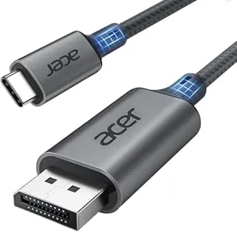 Acer USB C To Displayport Cable 6.6 FT (4K@60HZ 2K@165Hz), Type-C To Displayport Cord (Sturdy Aluminum, Plug & Play) Thunderbolt 3/4/5 Compatible With Macbook Pro/Air, Iphone 16 Pro/Max, XPS, Surface
