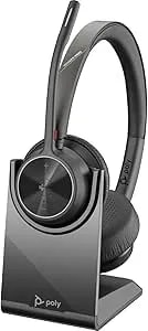 Poly - Voyager 4320 UC Wireless Headset + Charge Stand (Plantronics) - Headphones With Boom Mic - Connect To PC/Mac Via USB-A Bluetooth Adapter, Cell Phone Via Bluetooth - Works With Teams, Zoom &More