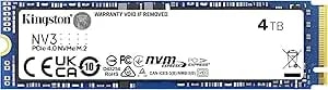 Kingston nv3 4tb M.2 2280 Nvme Ssd - Pcie 4.0 Gen 4x4 - Up To 6000 Mb/S - snv3s/4000g