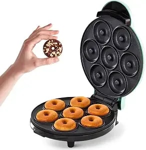 Dash Express Mini Donut Maker, 7 Donuts, Aqua - Electric Doughnut Machine For Kids & Families, Nonstick, No Deep Frying, Homemade Breakfast, Snacks, Party Treats & Gifts