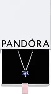 Pandora Sparkling Blue Herbarium Cluster Pendant Necklace - Sterling Silver With Blue Man-Made Crystals & Cubic Zirconia For Women - Pandora Timeless Jewelry - Includes Gift Box - 17.7“