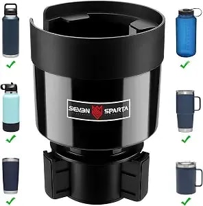 Seven Sparta Car Cup Holder Expander For 32-40oz Large Bottles & Tumblers - Compatible With Yeti, Hydro Flask & Owala 32-40oz, Upgraded Adjustable Offset Base, Fits 3.4"-3.8" Bottles, Mugs & Tumblers