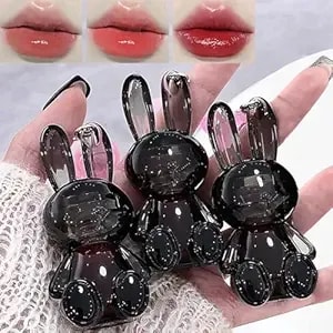 Cute Rabbit Jelly Lip Gloss Moisturizing Hydrating Non-Stick Cup Lip Glaze Set Plumping Lip Gloss Mirror Liquid Lipsticks Lip Tint Gloss Balm Makeup Lip Kit