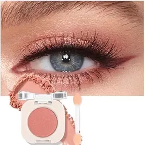 Coral Pink Matte Eyeshadow With Brush, Pink Single Eyeshadow Palette Makeup Kit【Lightweight】【Silky Fine】【Ultra-Buildable & Blendable 】For Hot Pink Eye Shadow Daily Natural Eye Make-Up (#07)