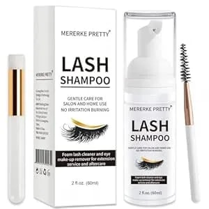 Eyelash Extension Shampoo 60 Ml + Brush - Eyelid Foaming Cleanser - Sensitive Paraben & Sulfate Free - Eyelash Wash And Lash Bath For Extensions - Salon Use And Home Care