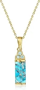 Ross-Simons Turquoise Pendant Necklace With .10 Ct. T.W. Swiss Blue Topaz In 18kt Gold Over Sterling. 18 Inches