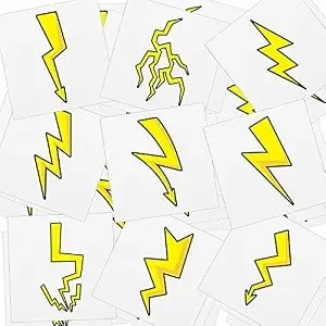 Leelosp 144 Pieces Summer Lighting Bolt Tattoos Lightning Bolt Stickers Hand Temporary Tattoos Accessories Removable Apparel Accessories For Flash Weather Birthday Party Favor Decorations 9 Styles
