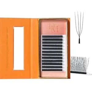 Decemars 4d U Shaped Eyelash Extensions Supplies Premade Fans Volume Crisscross Eyelashes Natural Soft Handwoven False Eye Lashes 12 Rows Mesh Wispy Clusters (Matte Black-0.07mm-C, 8-14mm Mix)