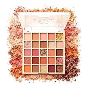 K'Apeine 25-Color Eyeshadow Palette, Warm Neutral Nude Pink & Brown Shades, Matte Shimmer & Glitter Finishes, Highly Pigmented, Blendable Long-Lasting, Soft Glam Day-To-Night Makeup