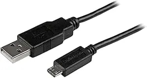 Startech.Com 1 Ft Mobile Charge Sync USB To Slim Micro USB Cable - Phones & Tablets - A To Micro B M/M - Thin Micro USB Charging Cable (USBAUB1BK)