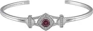Harley-Davidson Women'S Cushion Cut Rhodolite B&S Crystal Cuff Bracelet - Silver