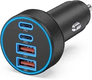 Usb C Car Charger, 4-Port 90w Super Fast Charging Cigarette Lighter Adapter - [4 In 1] Dual 45w Usbc & Usb-A, Multiport Car Phone Charger Accessories, For Iphone 17 16 15 14 13 12, Ipad, Galaxy, Tablet