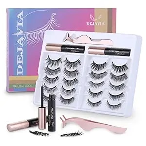Magnetic Eyelashes With Eyeliner Kit- 10 Pairs Premium 3d Natural Look Reusable Eyelashes With Tweezers Applicator, Strong Magnetic Eyeliner And Lashes Set By Dejavia, No Glue Needed