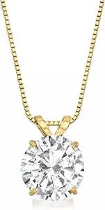 Ross-Simons 2.00 Carat Cz Solitaire Necklace In 14kt Yellow Gold