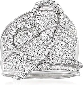 Ross-Simons 1.40 Ct. T.W. Diamond Heart Ring In Sterling Silver