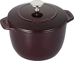 Staub La Cocotte De Gohan 40511-561 La Cocotte De Gohan Grenadine Red, M, 6.3 Inches (16 Cm), Rice Pot, 2 Pieces, Cast Iron, Induction Compatible, Rice Cooker
