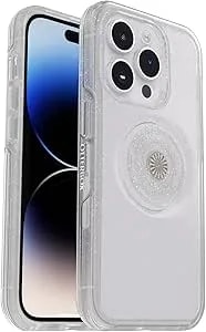 Otterbox Iphone 14 Pro Max (Only) Otter + Pop Symmetry Series Clear Case - Stardust Pop (Clear/Glitter), Integrated Popsockets Popgrip, Slim, Pocket-Friendly, Raised Edges Protect Camera & Screen